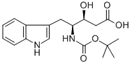 BOC-(3S,4S)-4-氨基-3-羟基-5-(3-吲哚基)戊酸 结构式