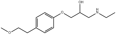 2-エチルアミノ-1-[4-(2-メトキシエチル)フェノキシ]エタノール 化学構造式