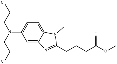 5-[ビス(2-クロロエチル)アミノ]-1-メチル-1H-ベンズイミダゾール-2-ブタン酸メチルエステル 化学構造式