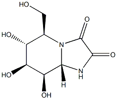 (5R,8aS)-1,5,6,7,8,8a-ヘキサヒドロ-6β,7α,8α-トリヒドロキシ-5α-(ヒドロキシメチル)イミダゾ[1,2-a]ピリジン-2,3-ジオン 化学構造式