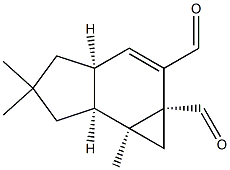 (1aR)-3aβ,4,5,6,6aβ,6b-ヘキサヒドロ-5,5,6bβ-トリメチルシクロプロパ[e]インデン-1aβ,2(1H)-ジカルボアルデヒド 化学構造式