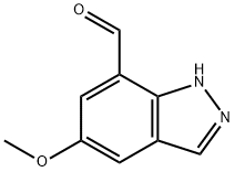 5-メトキシ-1H-インダゾール-7-カルブアルデヒド 化学構造式