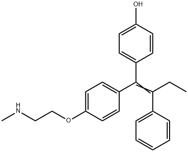 N-メチル-2-[4-[(Z)-1-(4-ヒドロキシフェニル)-2-フェニル-1-ブテニル]フェノキシ]エタンアミン 化学構造式