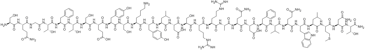 H-SER-GLN-GLY-THR-PHE-THR-SER-GLU-TYR-SER-LYS-TYR-LEU-ASP-SER-ARG-ARG-ALA-GLN-ASP-PHE-VAL-GLN-TRP-LEU-MET-ASN-THR-NH2 Structure