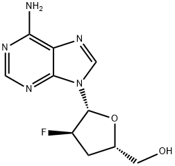 9-[[(2R)-3α-フルオロ-5β-(ヒドロキシメチル)テトラヒドロフラン]-2β-イル]-9H-プリン-6-アミン 化学構造式