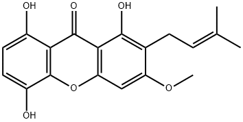 1,5,8-Trihydroxy-3-methoxy-2-prenylxanthone Struktur