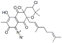 3,4a-ジクロロ-9-ジアゾ-10a-(3,7-ジメチル-2,6-オクタジエニル)-3,4,4a,10a-テトラヒドロ-6-ヒドロキシ-2,2,7-トリメチル-2H-ナフト[2,3-b]ピラン-5,8,10(9H)-トリオン 化学構造式