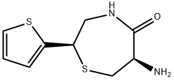 (2R,6R)-6-アミノ-5-オキソ-2-(2-チエニル)パーヒドロ-1,4-チアゼピン 化学構造式