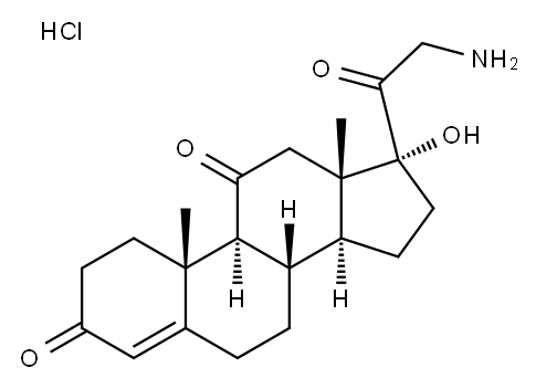21-氨基-17-羟基孕甾-4-烯-3,11,20-三酮盐酸盐, 110428-56-3, 结构式