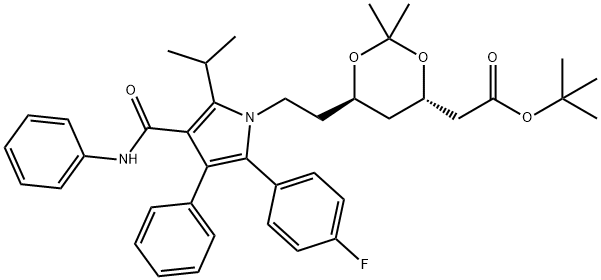 10-反式阿托伐他汀丙酮化物叔丁酯 结构式
