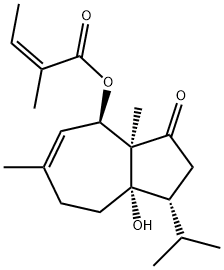 2-Methyl-2-butenoic acid [1,2,3,3a,4,7,8,8a-octahydro-8a-hydroxy-3a,6-dimethyl-1-isopropyl-3-oxoazulen-4-yl] ester Structure