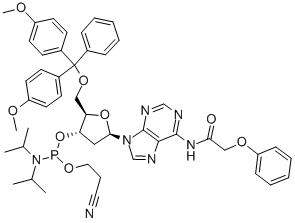 5'-O-(4,4'-DIMETHOXYTRITYL)-N6-PHENOXYACETYL-2'-DEOXYADENOSINE-3'-(2-CYANOETHYL-N,N-DIISOPROPYL)PHOSPHORAMIDITE 化学構造式