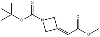 1-Azetidinecarboxylic acid, 3-(2-methoxy-2-oxoethylidene)-, 1,1-dimethylethyl ester Structure
