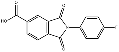 2-(4-フルオロフェニル)-1,3-ジオキソイソインドリン-5-カルボン酸 化学構造式