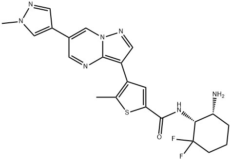 N-((1R,6R)-6-aMino-2,2-difluorocyclohexyl)-5-Methyl-4-(6-(1-Methyl-1H-pyrazol-4-yl)pyrazolo[1,5-a]pyriMidin-3-yl)thiophene-2-carboxaMide|化合物 T11945