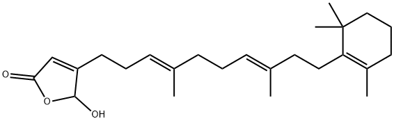 4-[(3E,7E)-4,8-ジメチル-10-(2,6,6-トリメチル-1-シクロヘキセン-1-イル)-3,7-デカジエニル]-5-ヒドロキシ-2(5H)-フラノン 化学構造式