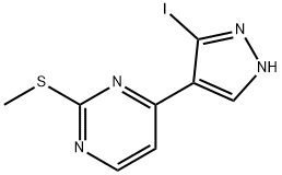 4-(3-iodo-1H-pyrazol-4-yl)-2-(methylthio)pyrimidine Structure