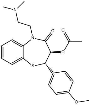 1,5-Benzothiazepin-4(5H)-one, 3-(acetyloxy)-5-[2-(dimethylamino)ethyl]-2,3-dihydro-2-(4-methoxyphenyl)-, (2S-trans)- Structure