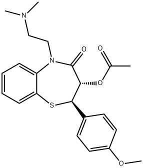 1,5-Benzothiazepin-4(5H)-one, 3-(acetyloxy)-5-[2-(dimethylamino)ethyl]-2,3-dihydro-2-(4-methoxyphenyl)-, (2R-trans)- Structure