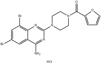1-(4-Amino-6,8-dibromo-2-quinazolinyl)-4-(2-furanylcarbonyl)piperazine  hydrochloride Structure