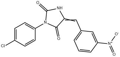 (5Z)-3-(4-chlorophenyl)-5-[(3-nitrophenyl)methylidene]imidazolidine-2, 4-dione Structure