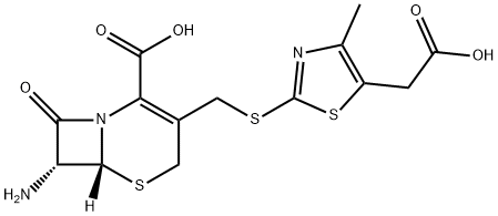 7-アミノ-3-((5-カルボキシメチル-4-メチル-1,3-チアゾール-2-イルチオ)メチル)-8-オキソ-5-チア-1-アザビシクロ(4.2.0)オクト-2-エン-2-カルボキシル酸 化学構造式