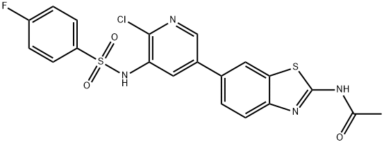 N-[6-[6-氯-5-[[(4-氟苯基)磺酰基]氨基]-3-吡啶基]-1,3-苯并噻唑-2-基]乙酰胺, 1112980-86-5, 结构式