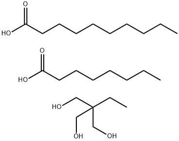 オクタン酸とデカン酸と2-エチル-2-（ヒドロキシメチル）プロパン-1，3-ジオールのエステル 化学構造式