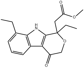 1,8-Diethyl-1,3,4,9-tetrahydro-4-oxo-pyrano[3,4-b]indole-1-acetic Acid Methyl Ester 化学構造式