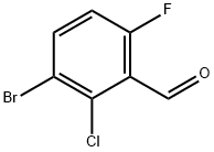 3-ブロモ-2-クロロ-6-フルオロベンズアルデヒド 化学構造式