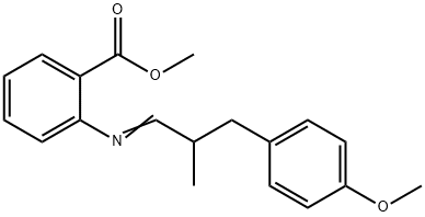 2-[[3-(4-メトキシフェニル)-2-メチルプロピリデン]アミノ]安息香酸メチル 化学構造式