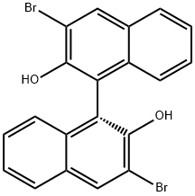 (R)-3,3'-ジブロモ-1,1'-ビ-2-ナフトール 化学構造式