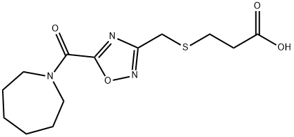 3-({[5-(azepan-1-ylcarbonyl)-1,2,4-oxadiazol-3-yl]methyl}thio)propanoic acid Struktur