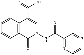 1-オキソ-2-[(ピラジン-2-イルカルボニル)アミノ]-1,2-ジヒドロイソキノリン-4-カルボン酸 化学構造式
