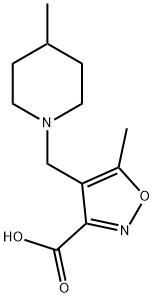 5-メチル-4-[(4-メチルピペリジン-1-イル)メチル]イソオキサゾール-3-カルボン酸 化学構造式