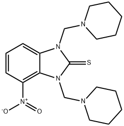 2H-Benzimidazole-2-thione, 1,3-dihydro-1,3-bis(1-piperidinylmethyl)-4-nitro- Structure