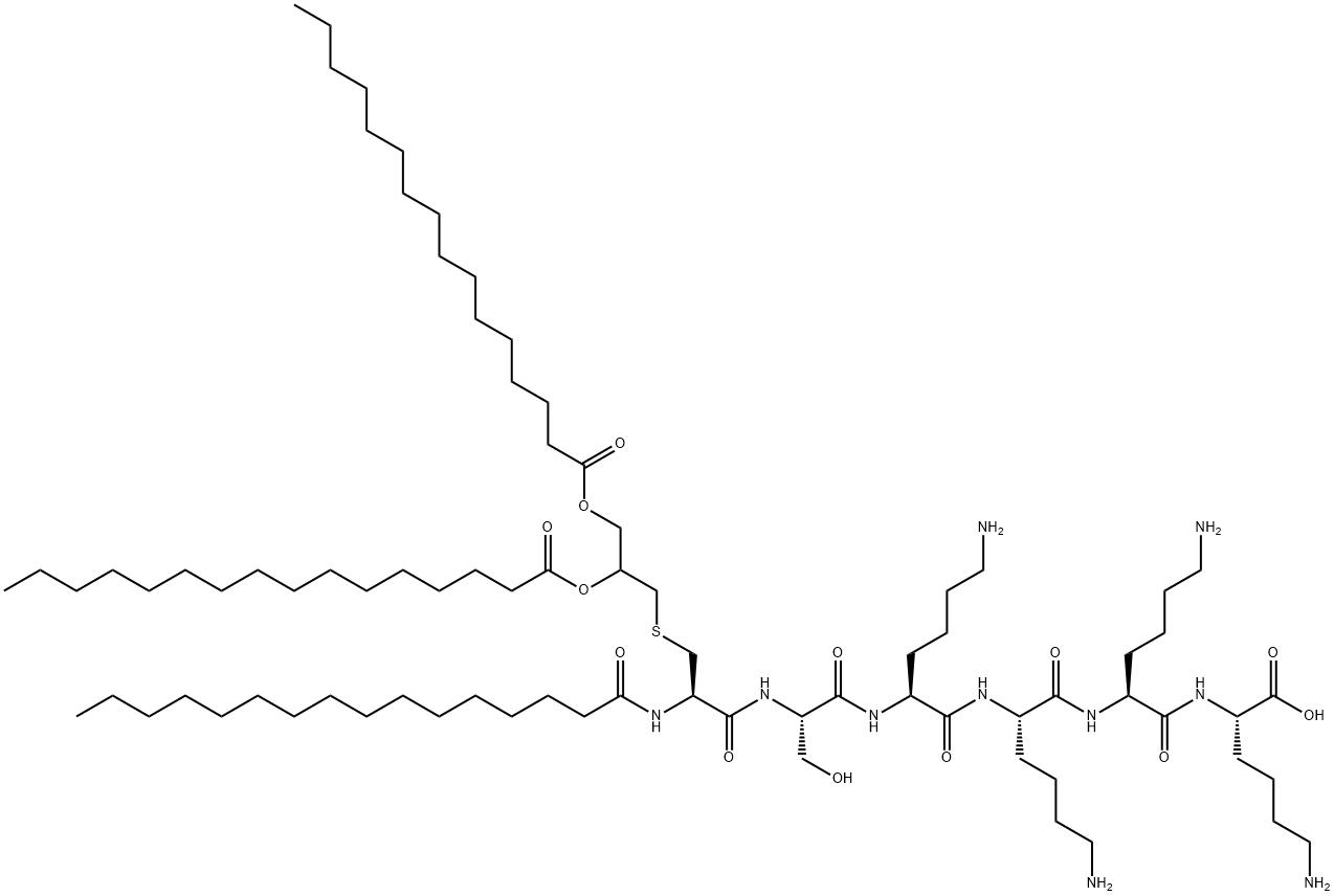 PALMITOYL-CYS((RS)-2,3-DI(PALMITOYLOXY)-PROPYL)-SER-LYS-LYS-LYS-LYS-OH,112208-00-1,结构式