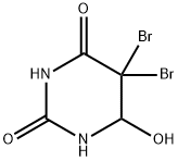 5,5-ジブロモ-5,6-ジヒドロ-6-ヒドロキシ-2,4(1H,3H)-ピリミジンジオン 化学構造式
