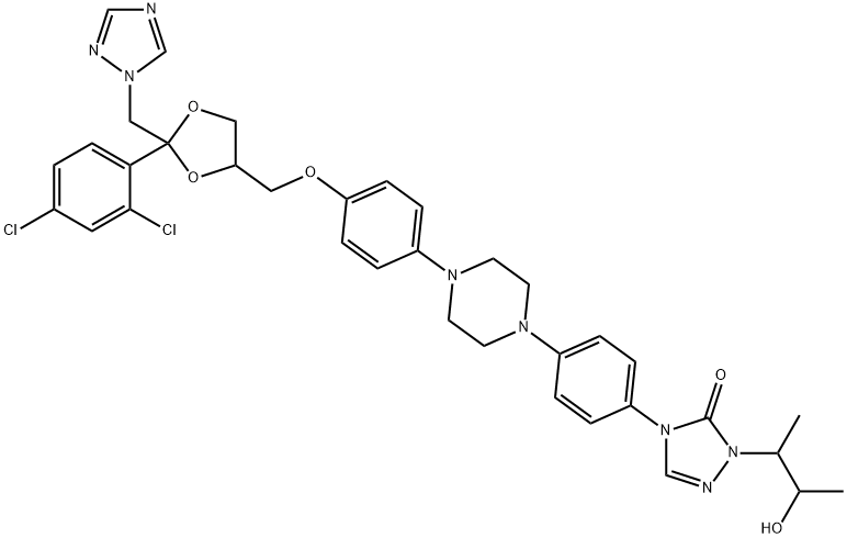 112559-91-8 4-[4-[4-[4-[[2-(2,4-ジクロロフェニル)-2-(1H-1,2,4-トリアゾール-1-イルメチル)-1,3-ジオキソラン-4-イル]メトキシ]フェニル]-1-ピペラジニル]フェニル]-2,4-ジヒドロ-2-(2-ヒドロキシ-1-メチルプロピル)-3H-1,2,4-トリアゾール-3-オン