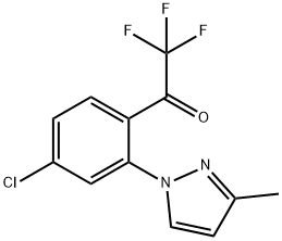 1-(4-クロロ-2-(3-メチル-1H-ピラゾール-1-イル)フェニル)-2,2,2-トリフルオロエタノン 化学構造式