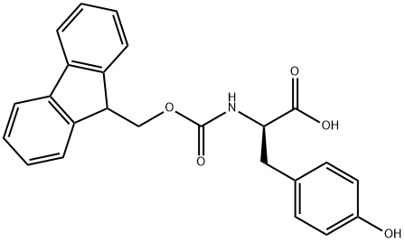 N-(9H-フルオレン-9-イルメトキシカルボニル)-D-チロシン 化学構造式