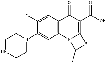 6-Fluoro-1-methyl-4-oxo-7-(1-piperazinyl)-4H-[1,3]thiazeto[3,2-a]quinoline-3-carboxylic acid Struktur