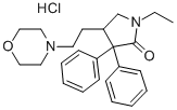 4-[2-(1-エチル-5-オキソ-4,4-ジフェニル-3-ピロリジニル)エチル]モルホリン·塩酸塩 化学構造式