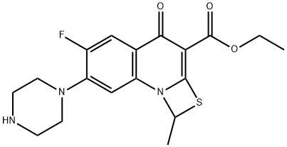 Ethyl 6-fluoro-1-methyl-4-oxo-7-(1-piprazinyl)-4H-[1,3]thiazeto[3,2-a]quinoline-3-carboxylate Structure