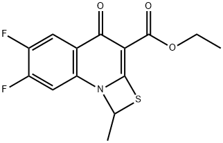 6,7-ジフルオロ-1-メチル-4-オキソ-1H,4H-[1,3]チアゼト[3,2-A]キノリン-3-カルボン酸エチルエステル 化学構造式