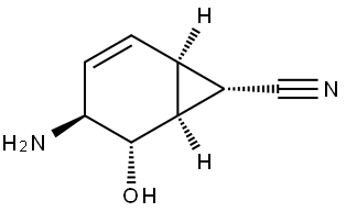 Bicyclo[4.1.0]hept-2-ene-7-carbonitrile, 4-amino-5-hydroxy-, (1alpha,4beta,5alpha,6alpha,7alpha)- (9CI) 结构式