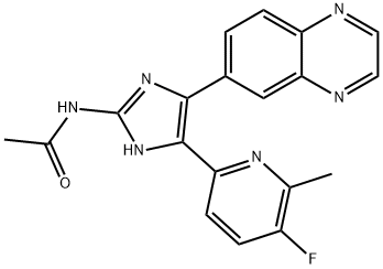 AcetaMide, N-[5-(5-fluoro-6-Methyl-2-pyridinyl)-4-(6-quinoxalinyl)-1H-iMidazol-2-yl]- 化学構造式