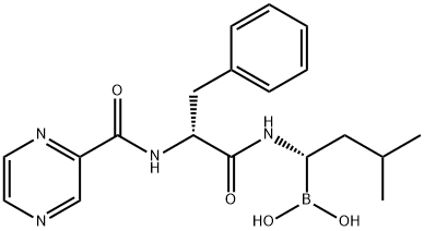 Boronic acid, B-[(1S)-3-Methyl-1-[[(2R)-1-oxo-3-phenyl-2-[(2-pyrazinylcarbonyl)aMino]propyl]aMino]butyl]- Struktur