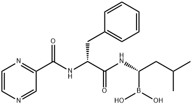 Boronic acid, B-[(1S)-3-Methyl-1-[[(2R)-1-oxo-3-phenyl-2-[(2-pyrazinylcarbonyl)aMino]propyl]aMino]butyl]- 化学構造式