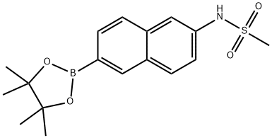 N-[6-(4,4,5,5-四甲基-1,3,2-二氧硼杂环戊烷-2-基)萘-2-基]甲烷磺酰胺 结构式